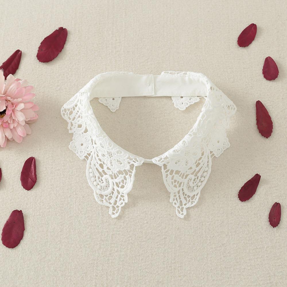 Schwarz Weiß Falscher Kragen Spitze Floral Hochzeitskleid Accessoire Mode Dekoration Kragen
