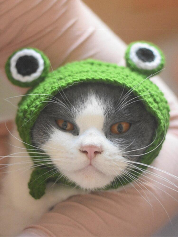 1PC S/M Broasca Pet Casca pentru caini si pisici - Toaleta din lana tricotata manual Stilul dragut Transform Costume Prop