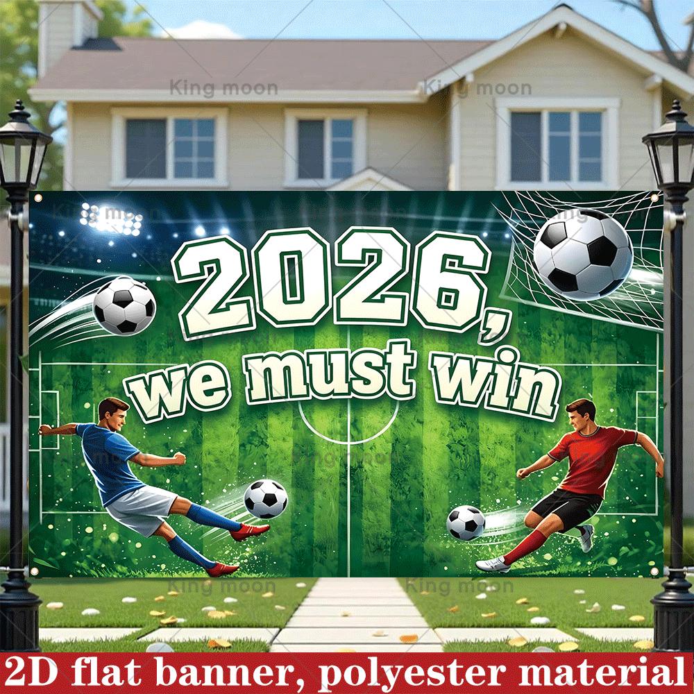 2D Flat Banner, 1 Piece. Football-themed Banner for 2026 Event, Indoor and Outdoor Sports Decoration.