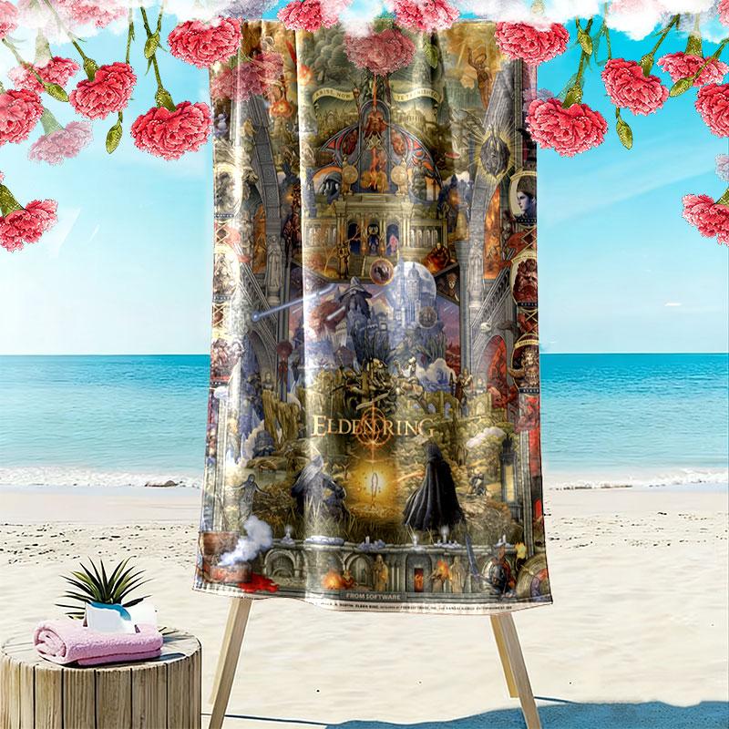 Elden Ring Print Beach Towel, Large Soft Quick Dry Towel for Beach Camping Swimming