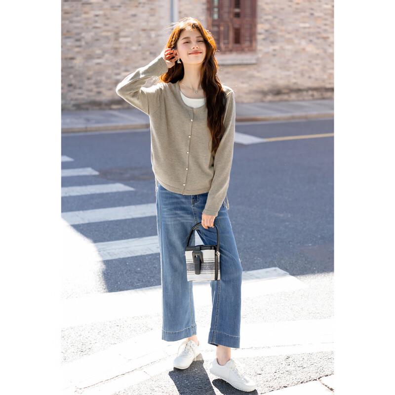 Moka Na Women's Faux Two-Piece Long-Sleeve Knit Top MKNJD3872