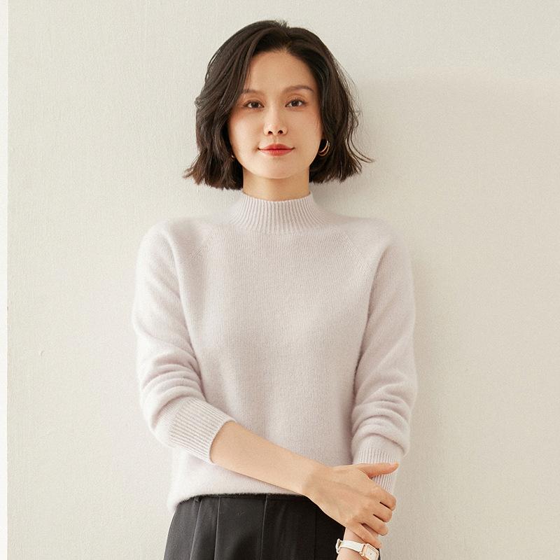 Half-turtleneck Cashmere Sweater for Women In Autumn and Winter Simple Versatile Rapper Bottoming Blouse Skin-friendly and Comfortable Sweater