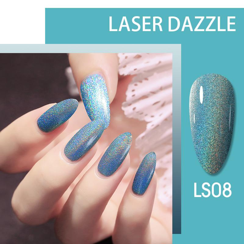

Гламурний лак для нігтів з райдужним глітером, Швидковисихаючий, Довгостійкий, Райдужний лазерний ефект LS08