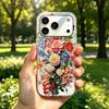 Case for iphone XR 12 Air XS Max 14 18 Pro Max 15 16 Plus 17 Pro 11 13 Silver Glitter Crackle Background Colorful Flowers