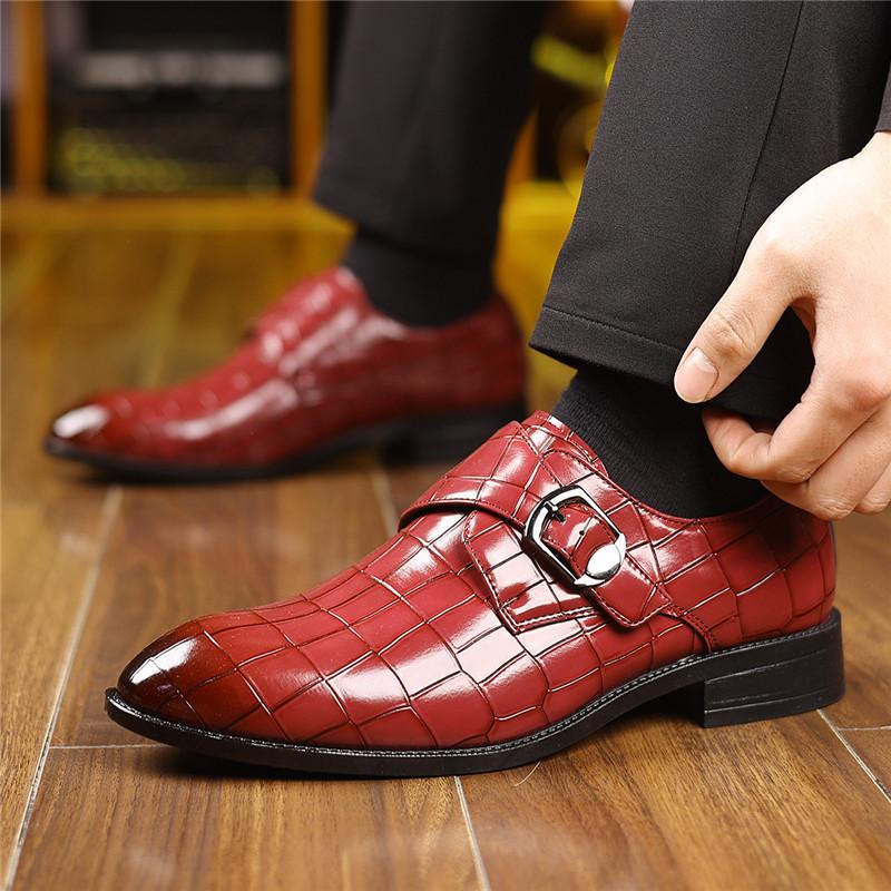 New Monk Strap Loafers For Men's Alligator Pattern Patent Leather Casual Shoes Designer Formal Wedding Dress Homecoming Footwear