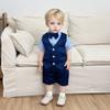 New Short Sleeve Shorts Vest Set Children's Clothing Boys Summer English Style Fashion Party Outfit