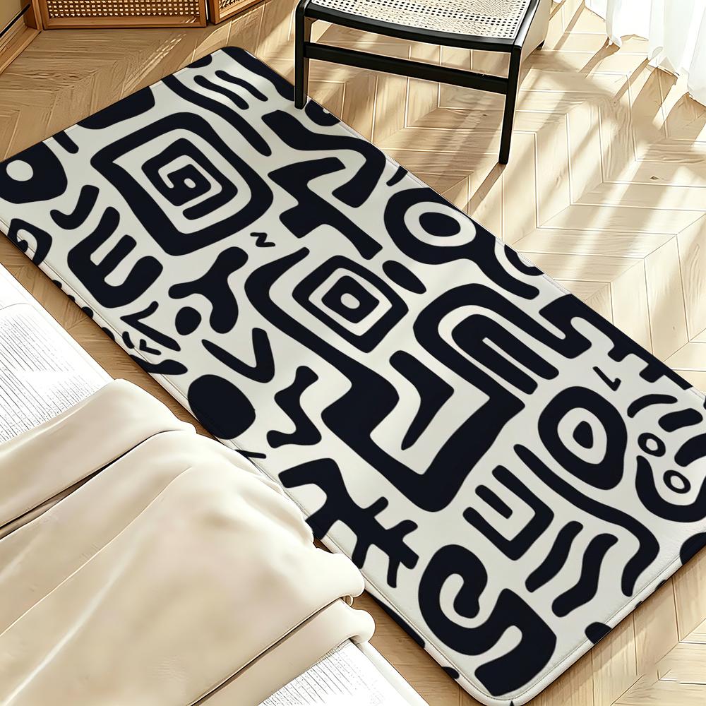 African style fabric print Floor Mat Soft Flannel Floor Mat  Suitable for Entryways, Living Rooms, Bedrooms, and Bathrooms