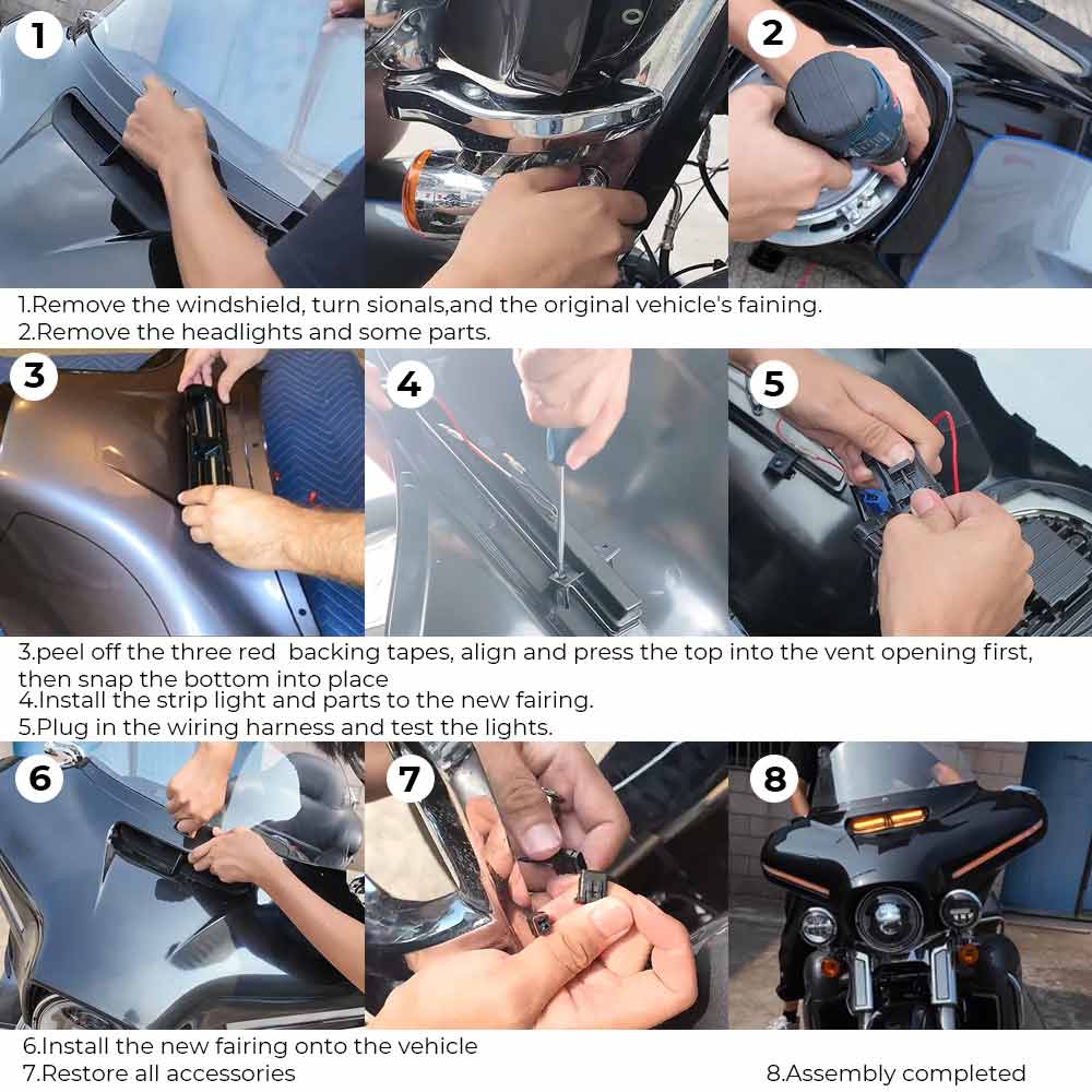 Front Batwing Upper Outer Fairing with LED Light ABS Plastic Motorcycle For Harley Touring Street Glide Special FLHXS 2014-2023