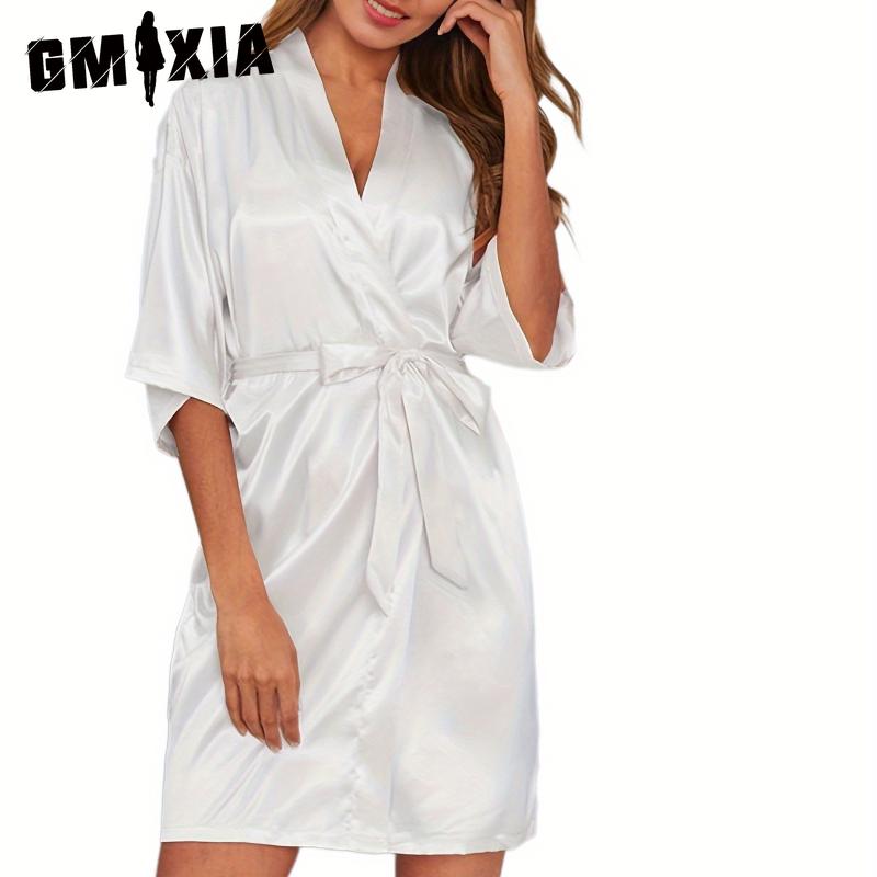 

GMXIA Халат Халат Ночная рубашка Женская Домашняя одежда Одежда для сна S белый