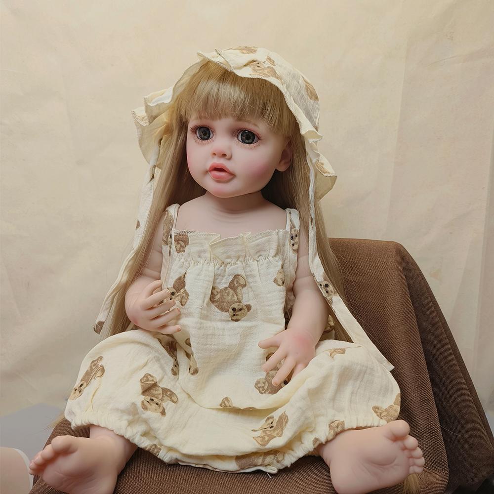 22-calowa lalka reborn Betty miękki silikonowy winyl cały korpus zabawka realistyczna lalka noworodka peruka włosy prezenty dla dzieci zabawki