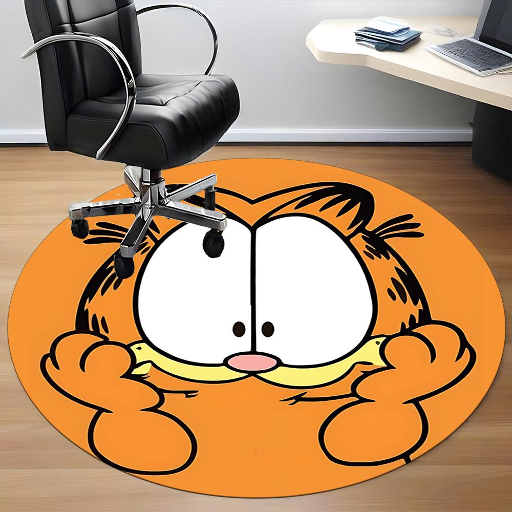 1pc Garfield Cat Office Round Area Rug,Bedroom Living Room Home Decor, Room Deco a1016124