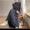 Autumn and winter semi-turtleneck knitted long dress, new with coat, sweater inside, skirt temperament base women's clothing