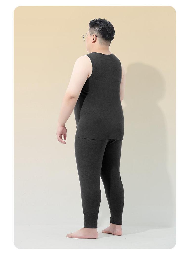 Plus Size Autumn/Winter Men's Warm Seamless Velvet Vest - Sleeveless Tee