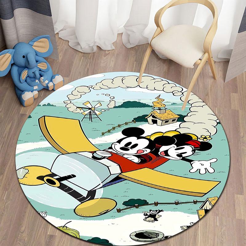 Minnie and Mickey Mouse print round rug, Valentine's Day, anniversary floor decoration, wedding room rug