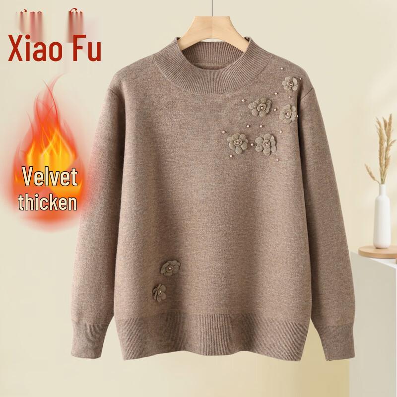 

Свитер с флисовой подкладкой Xiaofu 2025 Зимний для женщин 2XL