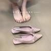 [Armano] Sandals Women's Summer Skirt French Bag Head Thick Heel Pointed Bow Temperament White Single Shoes