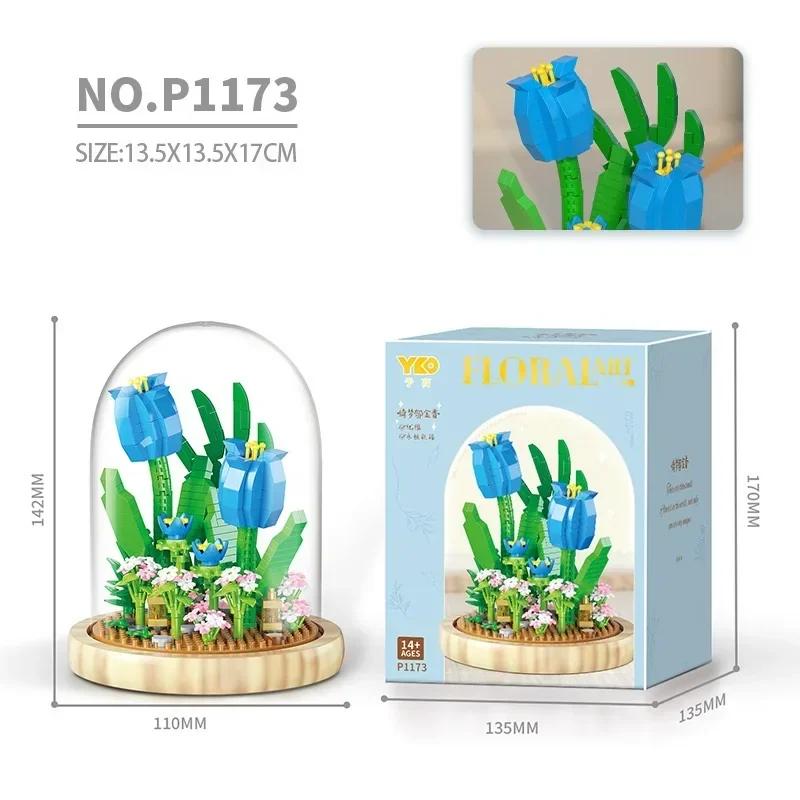 Mini Blocks Simulation Flowers Building Bricks Eternal Plant Preserved Fresh Rose Artificial Sakura Adult Toy Gift Girl Present