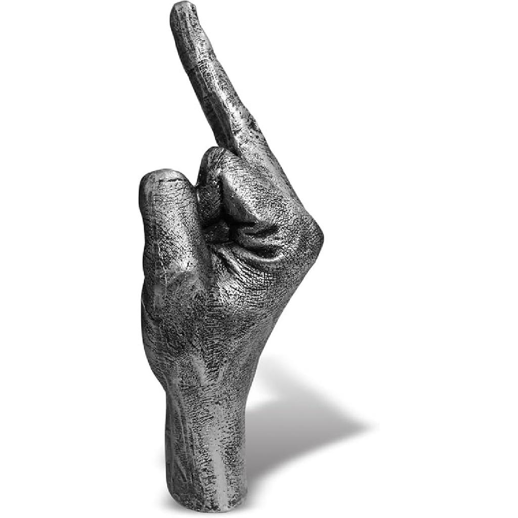 Silver Polyresin Hand Gesture Desk Statues Finger Sculpture Decor - Silver Personality Finger Practical Joke Halloween Prank Gifts (Love Heart Gold)