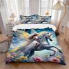 3pcs Fantasy Unicorn Fairy Bedding Set - Includes One Quilt Cover and Two Pillowcases (No Core) - Anime Cartoon Design, Perfect for Bedroom and Guest