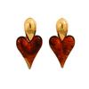 Vintage Amber Gradient Flower & Heart Stainless Steel Stud Earrings with Sun Pattern
