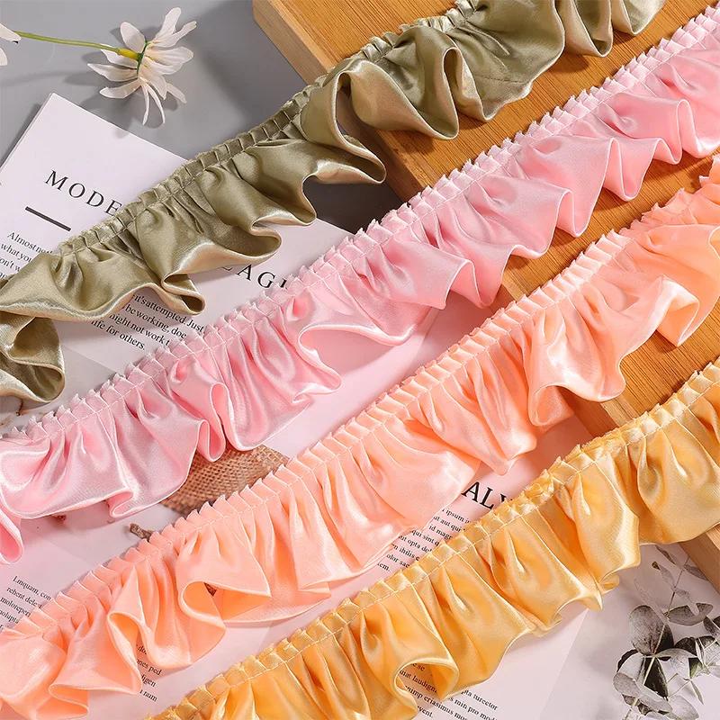 30meter Double Satin Wavy Ribbon leaf 55MM Chroma Colorful Skirt Lace Bows DIY Handmade Hair Accessories Gown Material