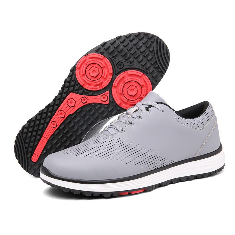 F88 Men's Casual Golf Shoes with Fixed Spikes and Breathable Design