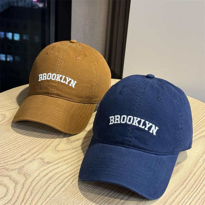Four Seasons Cotton Wide Brim Letter Embroidery Cap Female Face Small Out of the Street Shade Baseball Cap Couple ins Versatile