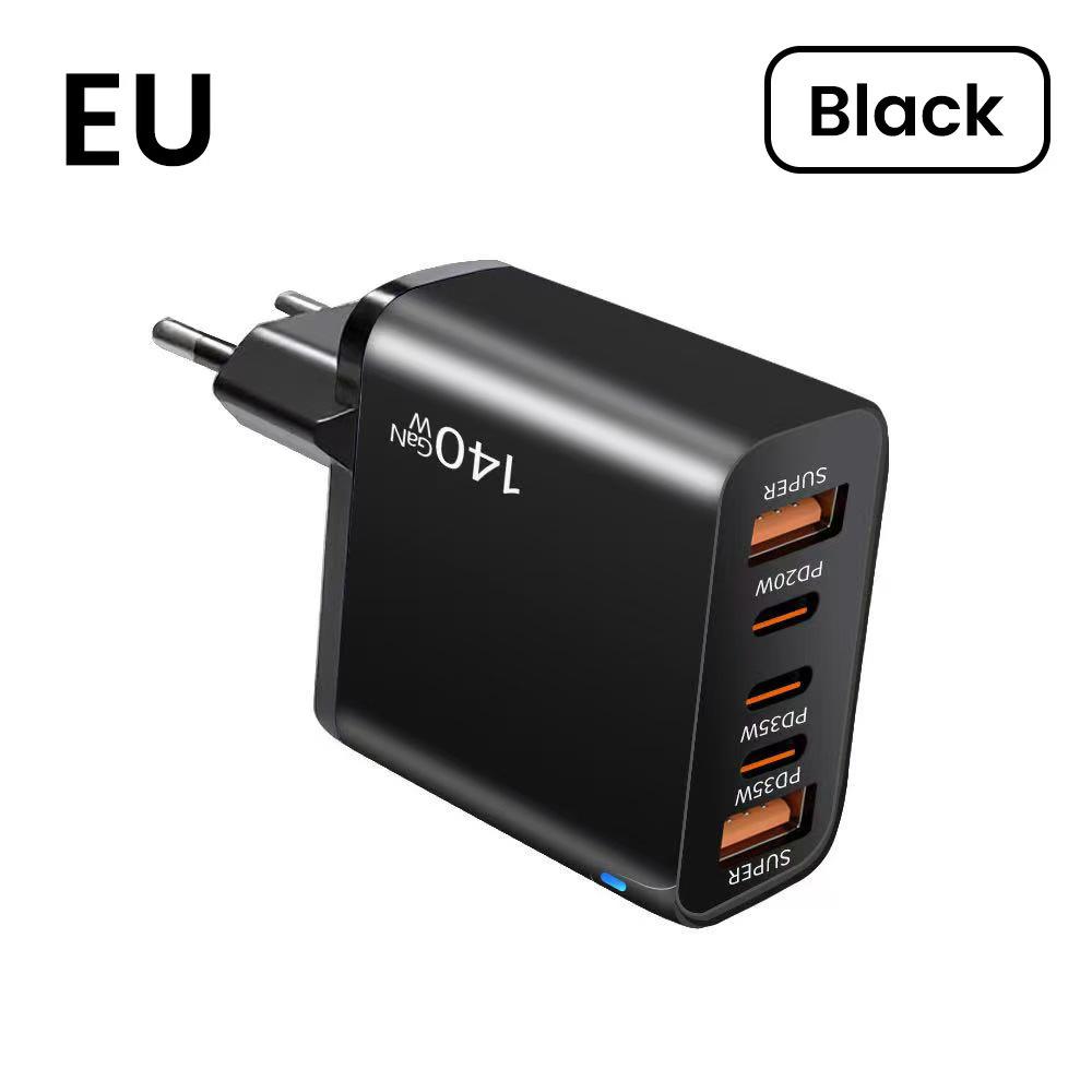 140W GaN Multi-Port Charger: Type-C Plug Adapter with US/EU/UK Standard, PD Fast Charging