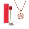 [Drawelry] Rose Double Heart Zirconia Necklace with Built-in Surprise Rose Jewelry - Personalized Heart Necklace with Rose Jewelry Box and Preserved