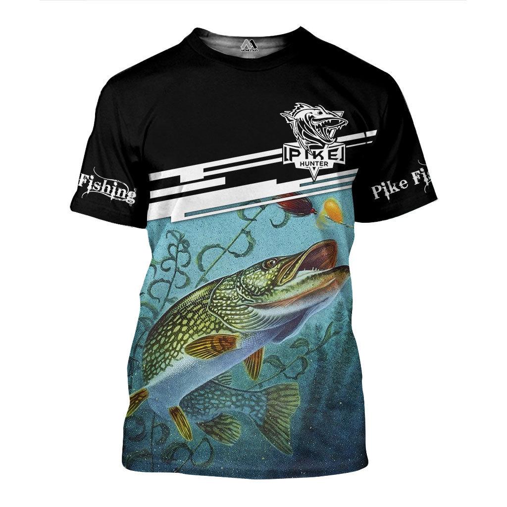 BASS Fishing Print T-shirt for Men 3D Fashion Fish Hunter Round Neck Top Men Women Casual Outdoor Short Sleeve Tees Clothing