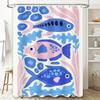 Blue Fish Blue Pink Bath Shower Curtain Waterproof Fabric Decorative Home Bathroom Tiling Decorations Private