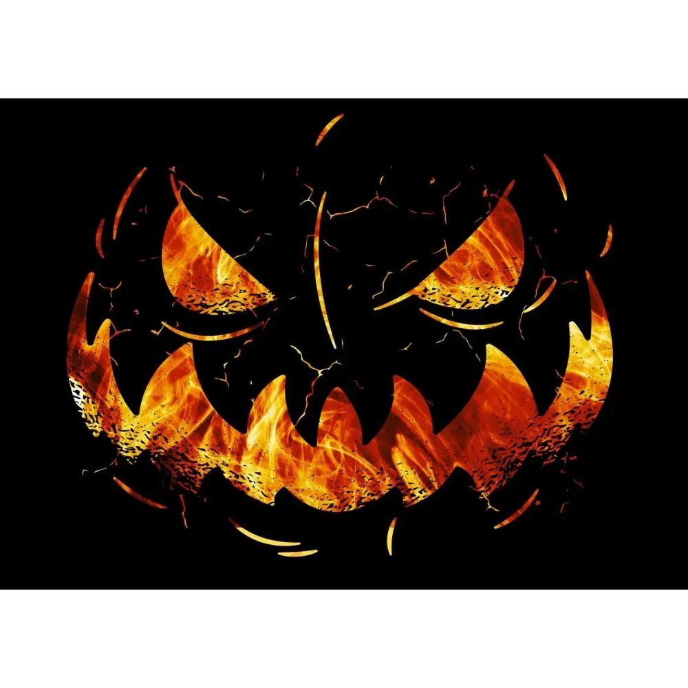 A Classic Vintage Wall Art Pumpkin Black Cat Ghost Painter Halloween Night, Printed Poster, Home Living Room Bedroom Decoration
