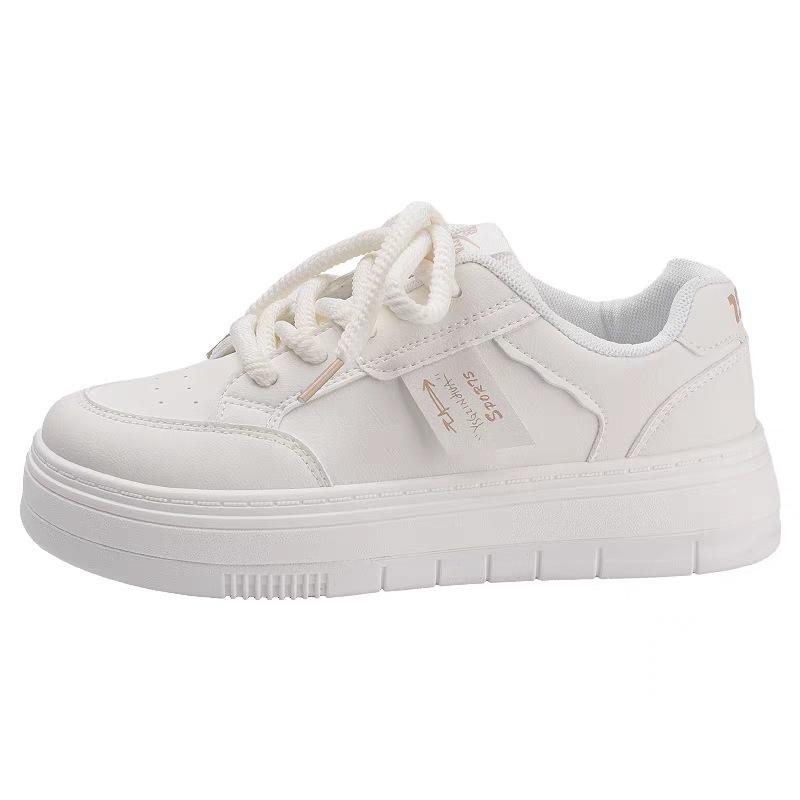 High-value Milk Fufu Little White Shoes for Women's 2025 Spring New Versatile Student Sports Thick-soled Heightening Casual Board Shoes