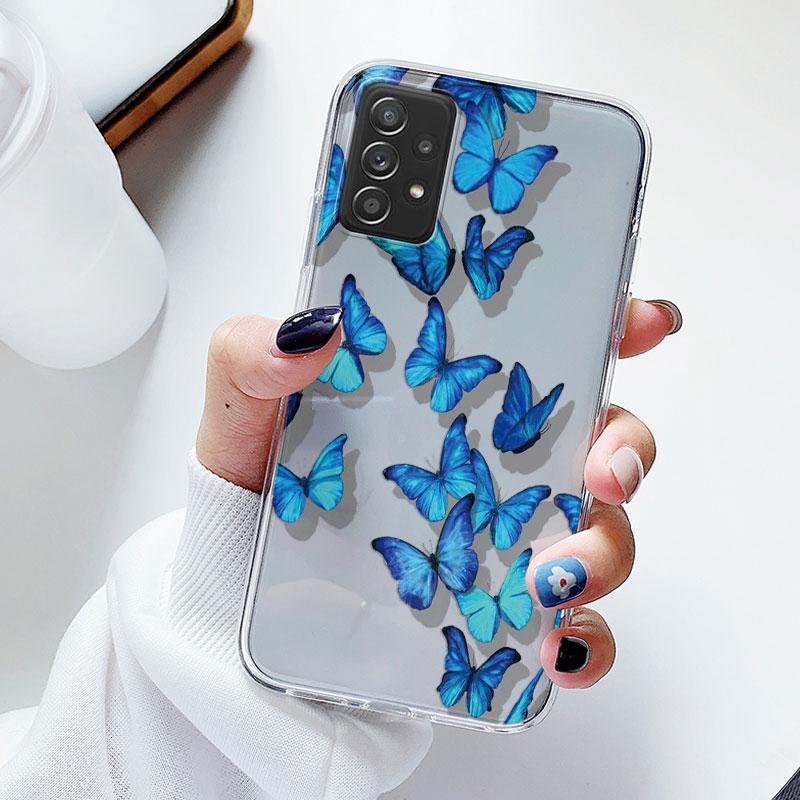 Phone Case For Samsung A52s A52 Floral Silicon Cover For Samsung Galaxy A52 Fundas Coque Transparent Soft Capas Flower TPU