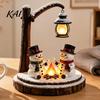 Ambient Lighting for Bar Christmas Santa Claus Reading Lantern, Snowman Elk LED Night Light with Warm Bedside Kids Room Glow, USB Resin Tabletop Decor