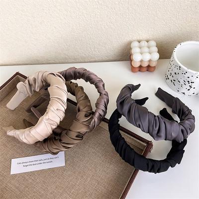 Mode Damen Rüschen Satin Stirnband Elastische Haaraccessoires für Alle Jahreszeiten Ins Damen Casual Shopping Haarband