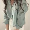 Women's Summer Solid-Color Long-Sleeve Shirt: Loose-Fit, Lightweight, UV-Protective Shirt