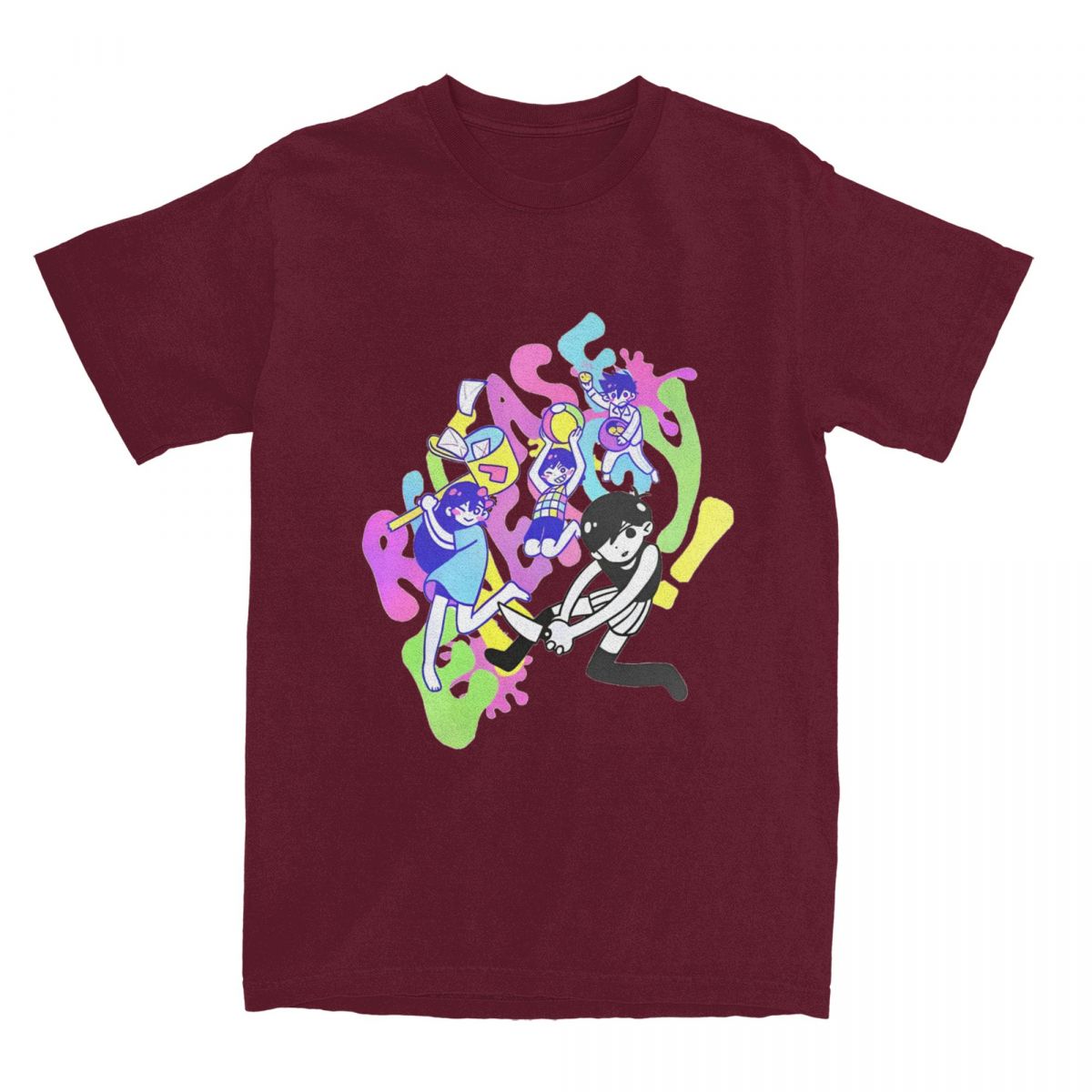 

Мужские и женские футболки Omori Omocat Game, забавные футболки из 100% хлопка, топы на все сезоны XXXXXL бордовый