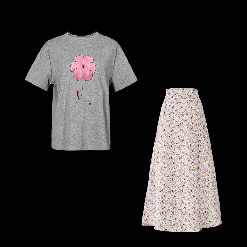 Shetu Floral Print T-Shirt & Skirt Set