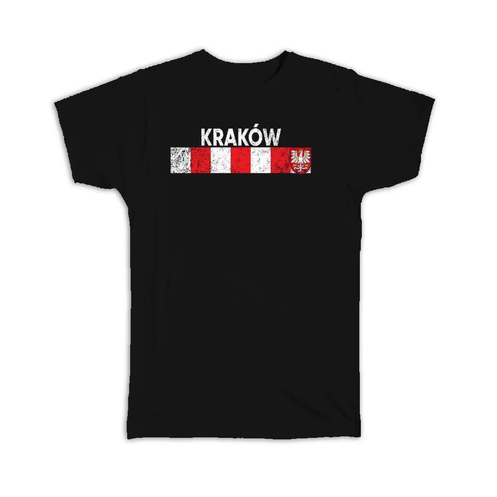 Krakow Coat of Arms: Polish Gift T-Shirt Poland Crest Retro Flag Expat Vintage 2XL