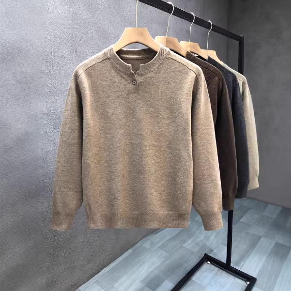 סוודר פולאובר סרוג אופנתי לבנים צעירים לסתיו-חורף