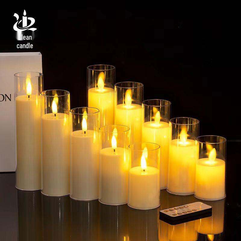 LED Electronic Candle Light Strip with Transparent Lampshade for Bar, Restaurant, KTV, Party, and Outdoor Camping Decor.