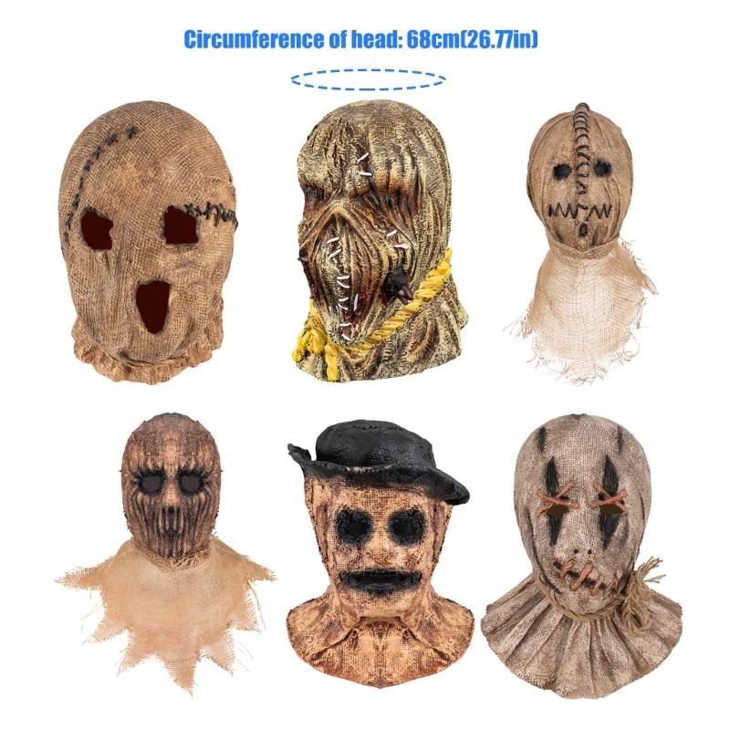 Party Costume Full Head Mask for Holiday Gatherings, Burlap-Look Horror Style for Pranks, Stage Scenes and Photos