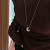 FY-44TL14 S925 Silver Korean Version Niche Design Hollow Moon Necklace Vintage Minimalist Matte Sweater Chain
