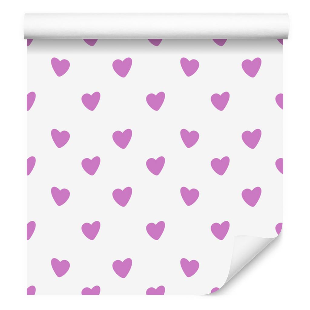 Hearts Wallpaper White and Lavender 50x1000