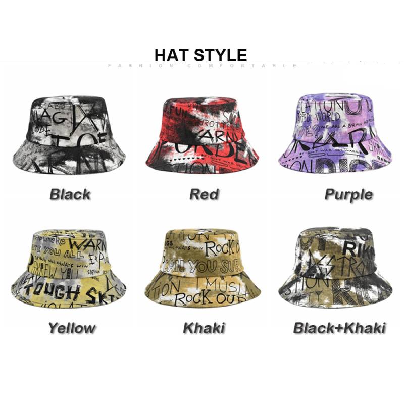 Tie Hat Fishermans Dyed Graffiti Big Eaf Simple  Fashionable Printed Pot Hat