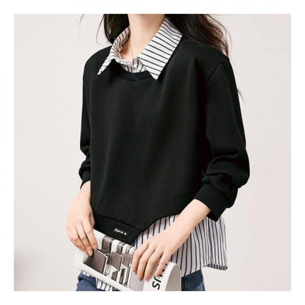 Navava Women S caSual STripe Two In One T ShirT nT2039