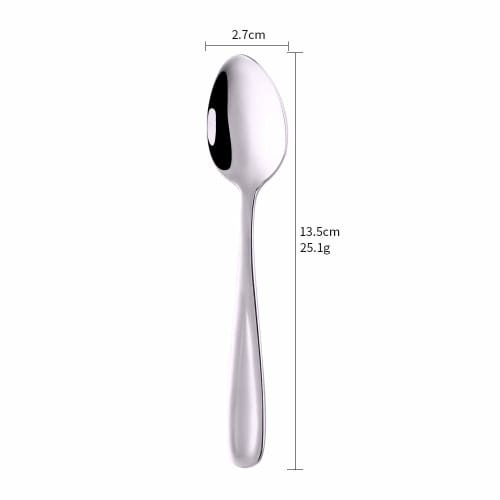 Buyit Teaspoon, Coffee Spoon, and Dessert Spoon Set of 6, 18-0 Stainless Steel, Thick Walled, 13.5cm Total Length, Silver