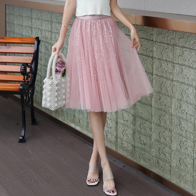 

Sequin skirt women s skirt 2025 spring women s pleated skirt eye-catching elegant a word new Chinese skirt average size