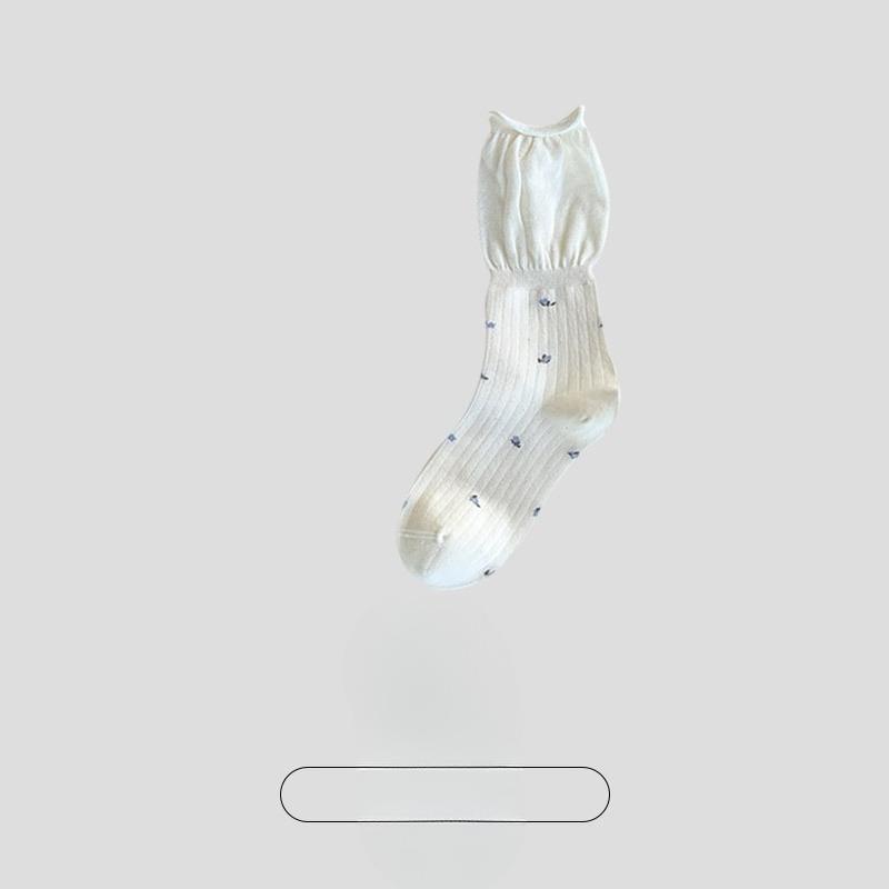 Female Autumn and Winter Broken Flower Bubble Mouth Deodorant Breathable Boneless Long Tube Pile Pile Cotton Socks
